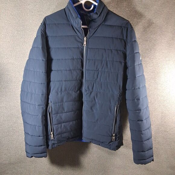 Nautica Other - Nautica Mens Reversible Puffer Jacket Navy Blue Quilted Full Zip Outerwear